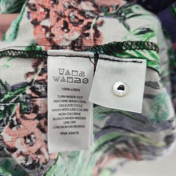 C&C California Floral Tropical 100% Linen Sheath Sleeveless Mini Dress - Picture 12 of 13